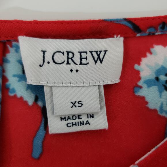 J. Crew Red Longfellow Floral Boatneck Top Blouse XS Red Long Sleeve K4901 - Picture 11 of 12